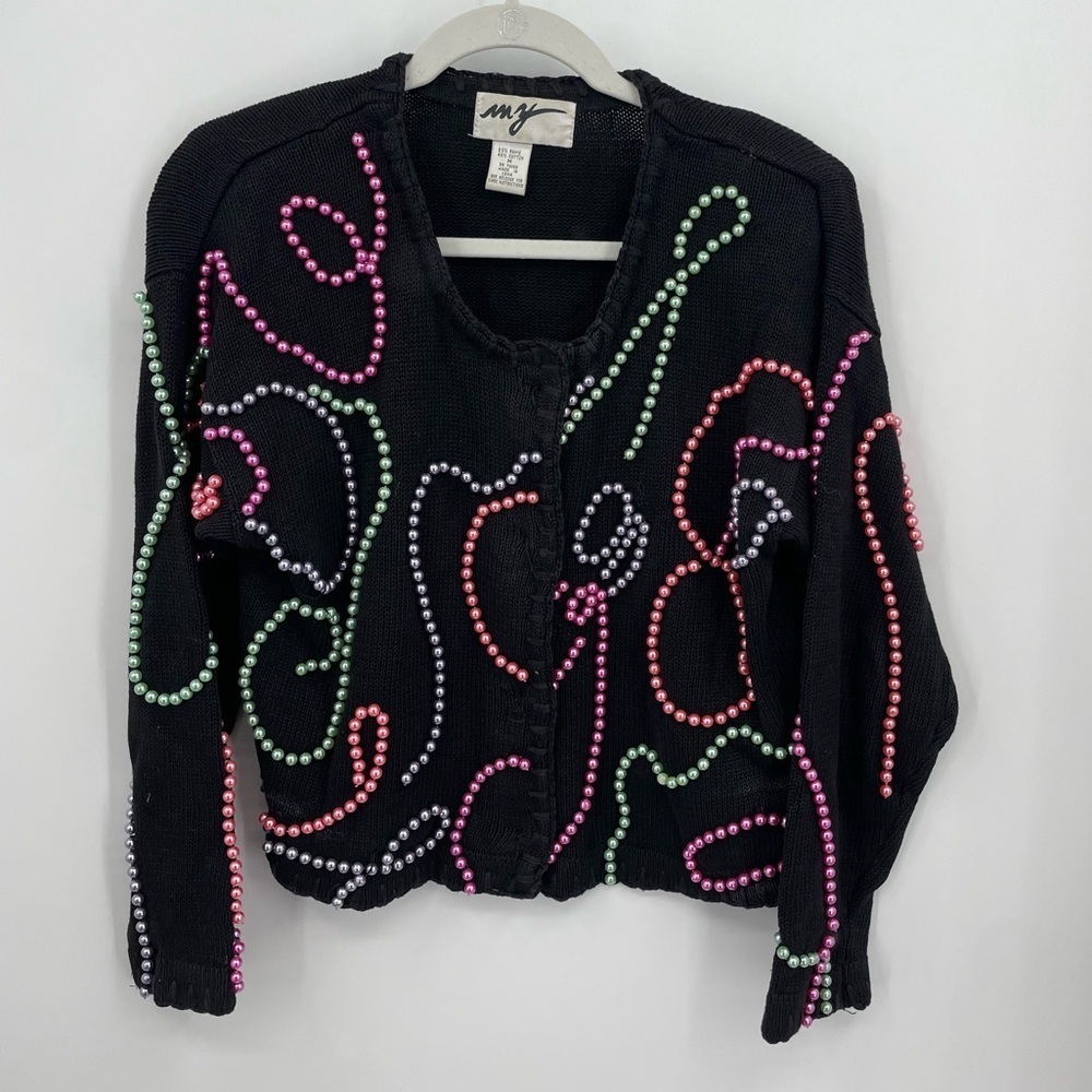 Vintage MY‎ 90’s beaded sweater black Sz M